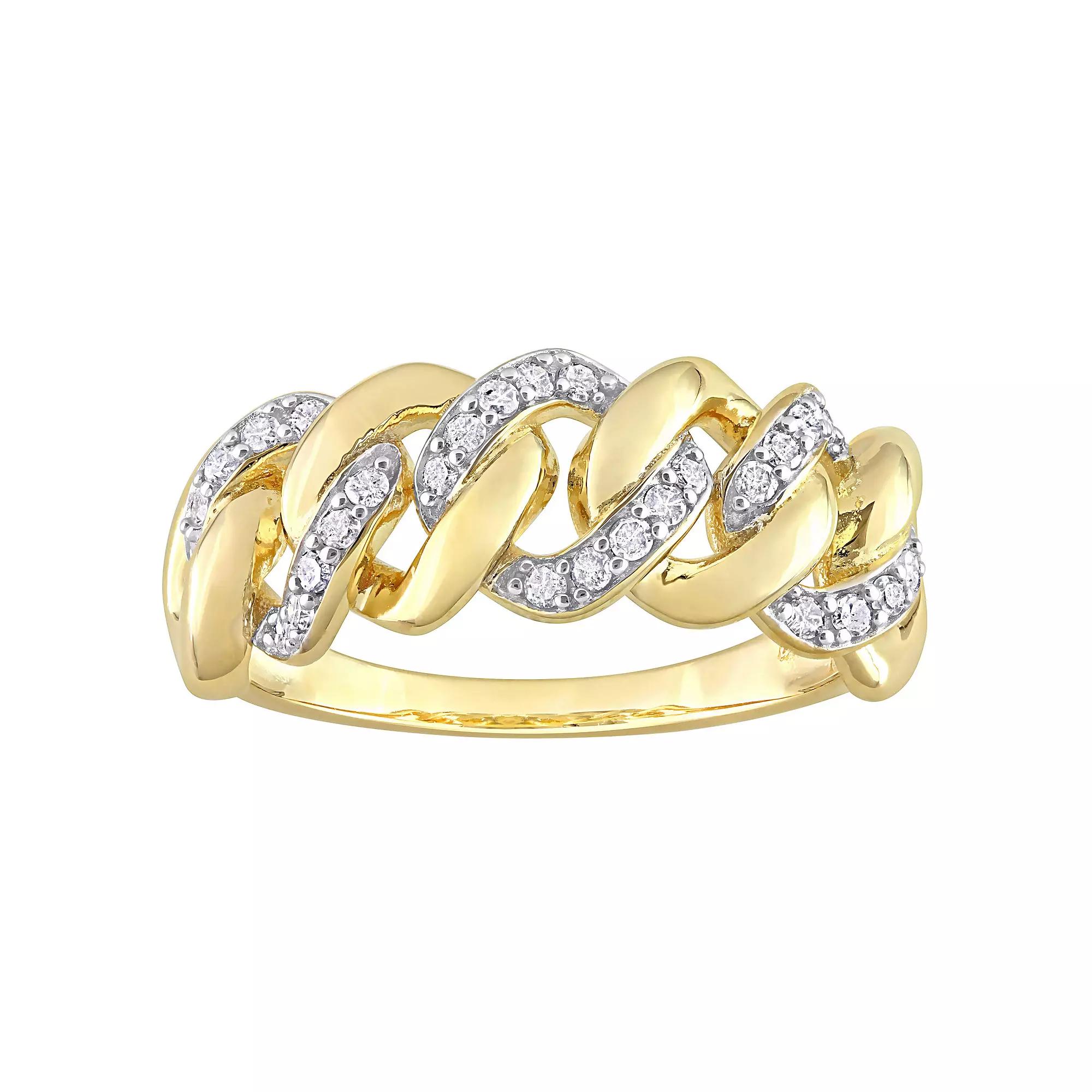 Stella Grace 18k Gold Over Silver 1/4 Carat T.W. Diamond Link Ring, Womens Gold Tone Product Image