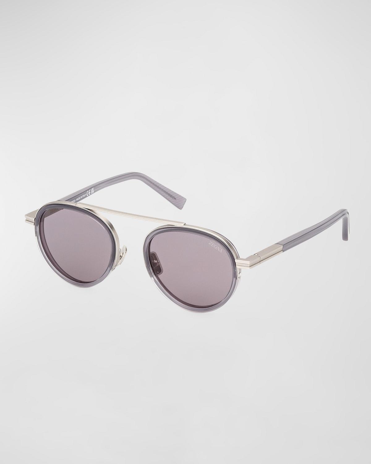 Mens 51MM Round Metal Sunglasses Product Image