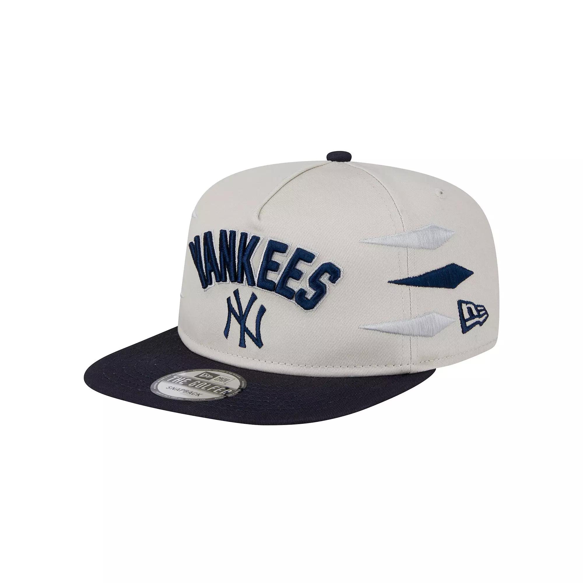 Men's New Era Cream New York Yankees Iron Golfer Snapback Hat, Beige Product Image