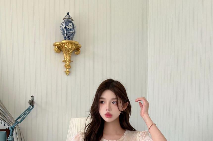 Lace Panel Pajama Set Product Image