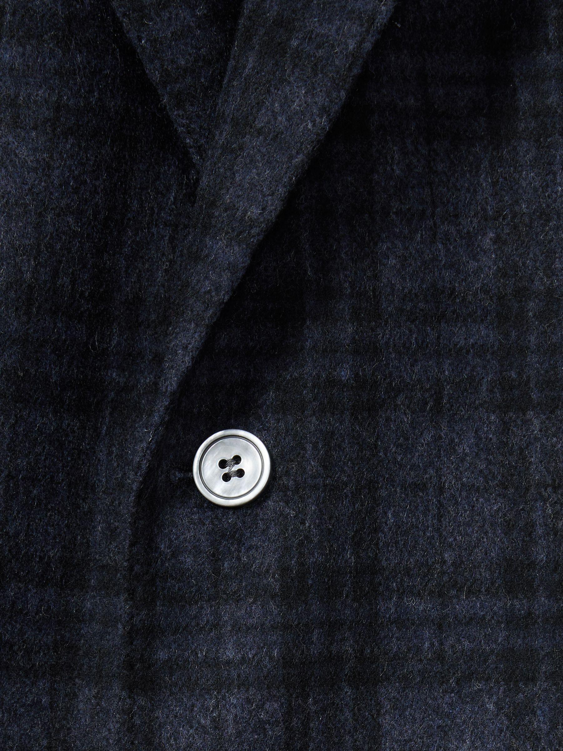 Oscar Jacobson Single Breasted Tweed Check Blazer in Navy Product Image