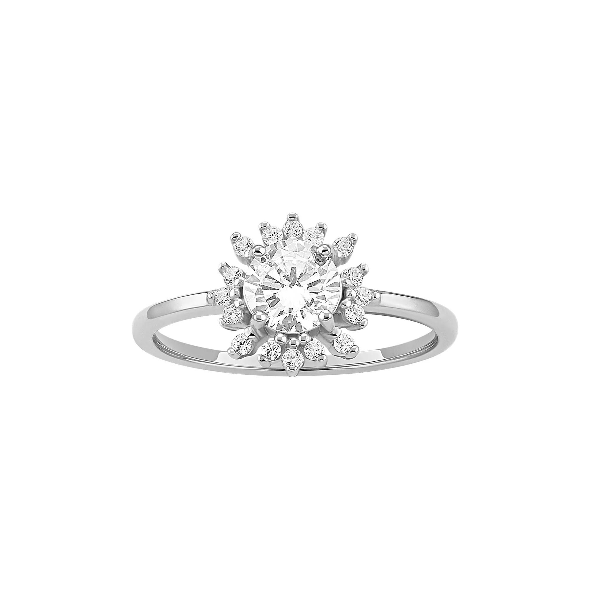 PRIMROSE Sterling Silver Cubic Zirconia Flower Ring, Women's, Size: 7, Sterling Silver White Product Image