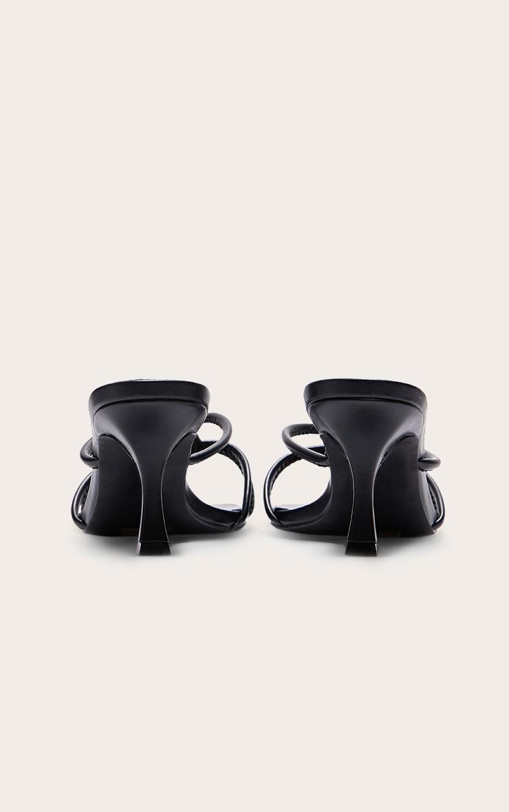 Black PU Wide Fit Square Toe Knotted Heeled Mules Product Image