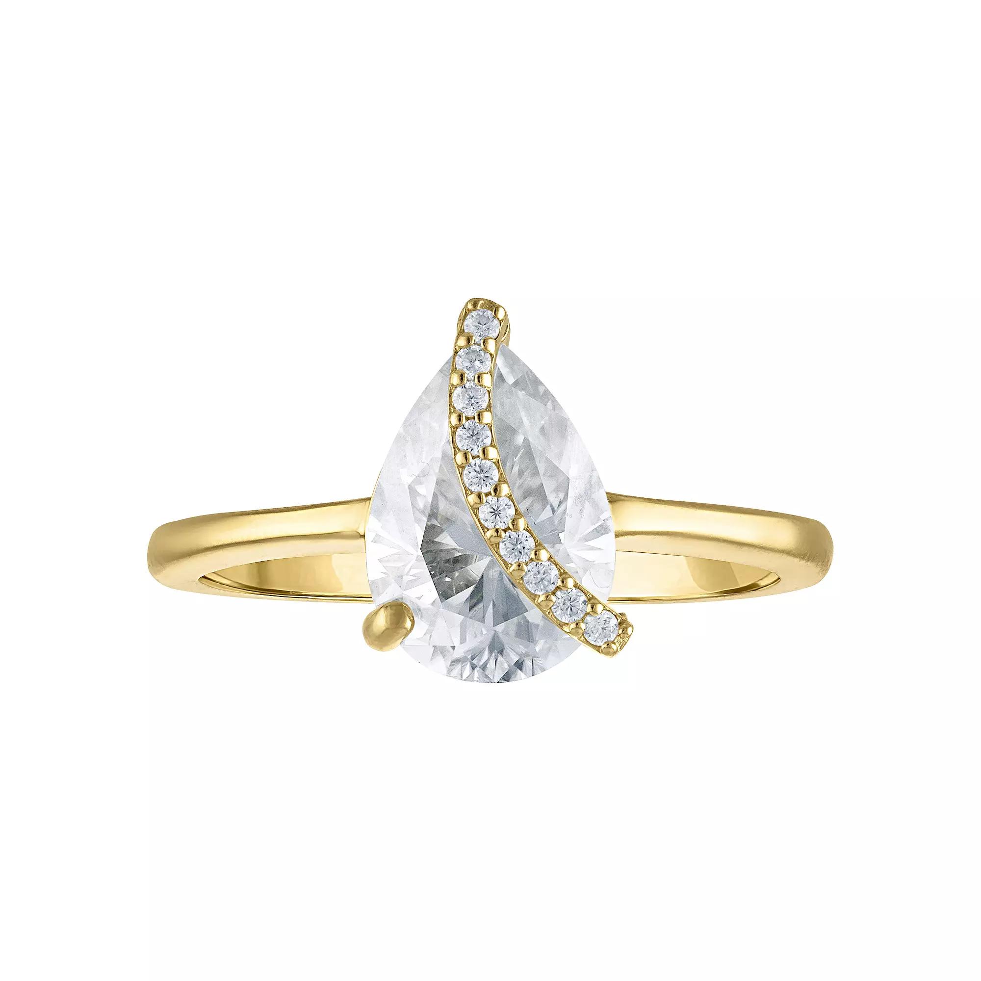 White Lotus 10k Gold Pear Lab-Created Moissanite Ring, Women's, Size: 9 Product Image