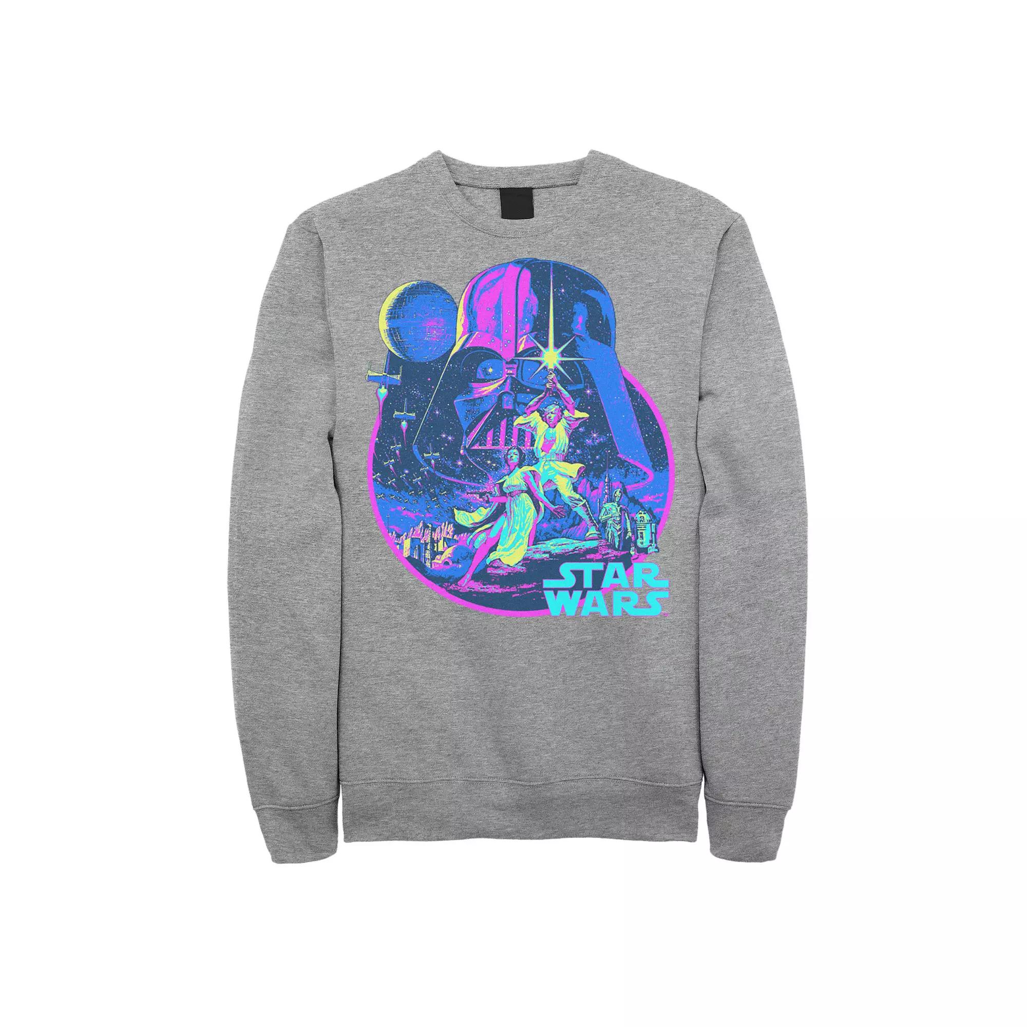 Men's Star Wars Bright Classic Neon Poster Art Sweatshirt, Size: XL, Athletic Grey Product Image