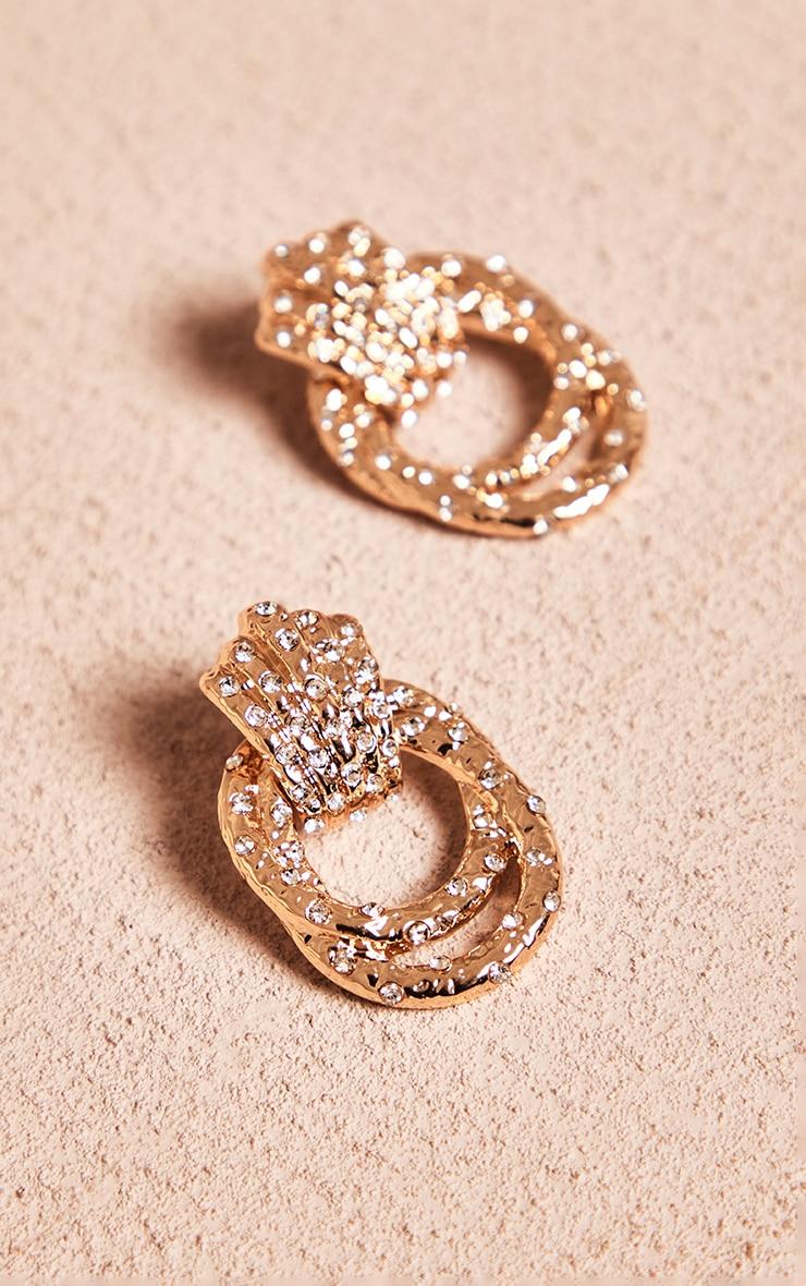 Gold Diamante Knot Door Knocker Earrings Product Image