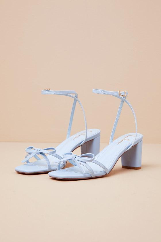 Rezzy Blue Bow Ankle Strap High Heel Sandals Product Image
