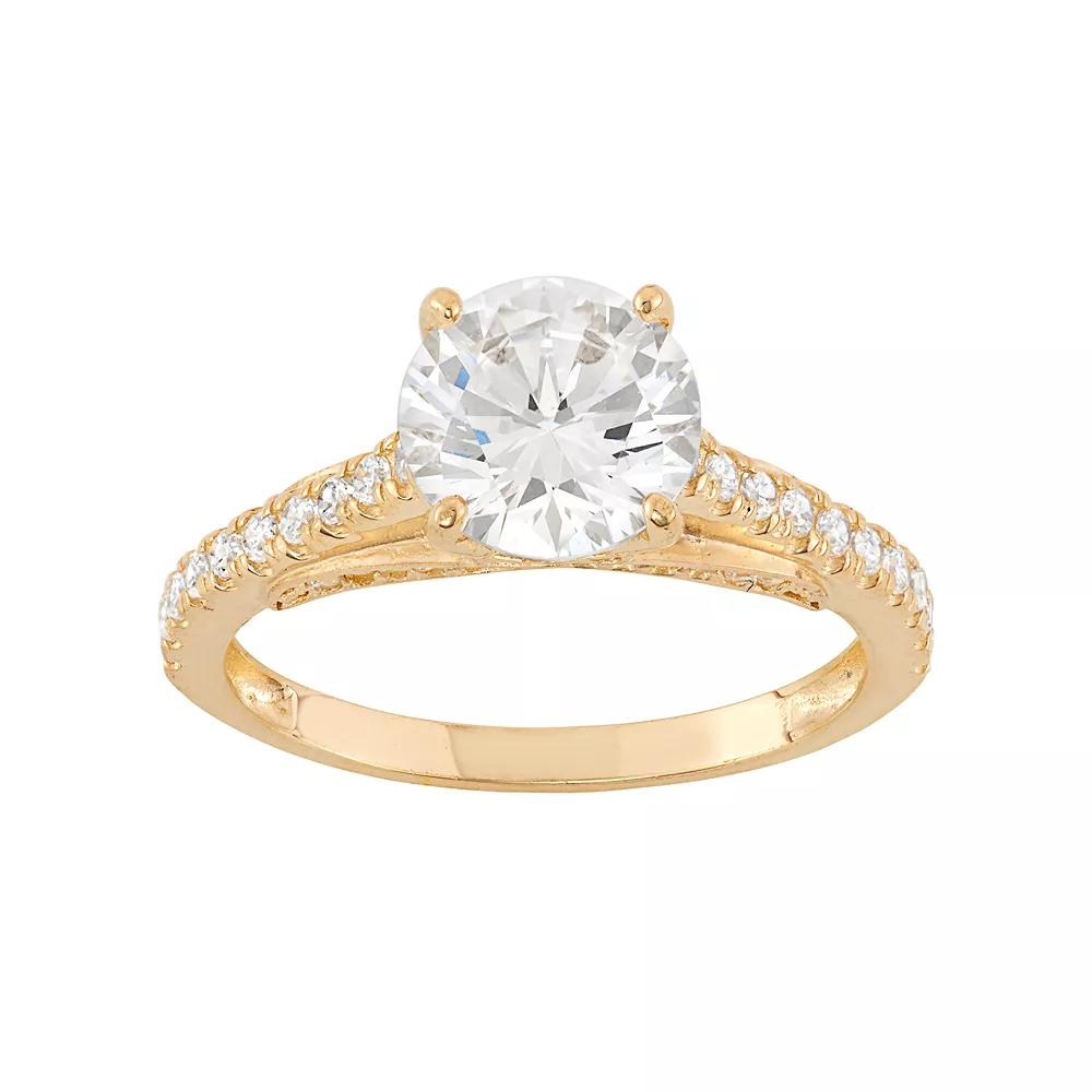 Cubic Zirconia Engagement Ring in 10k Gold, Womens Yellow Product Image