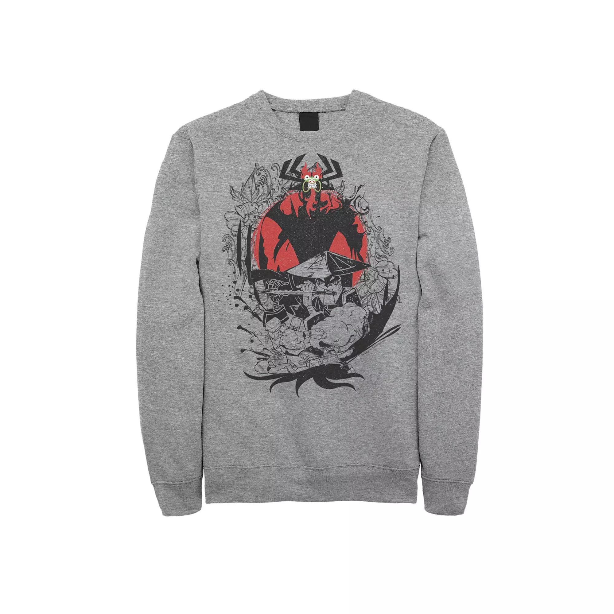 Men's Cartoon Network Samurai Jack Aku & The Flute Battle Music Ringer Fleece,  Product Image