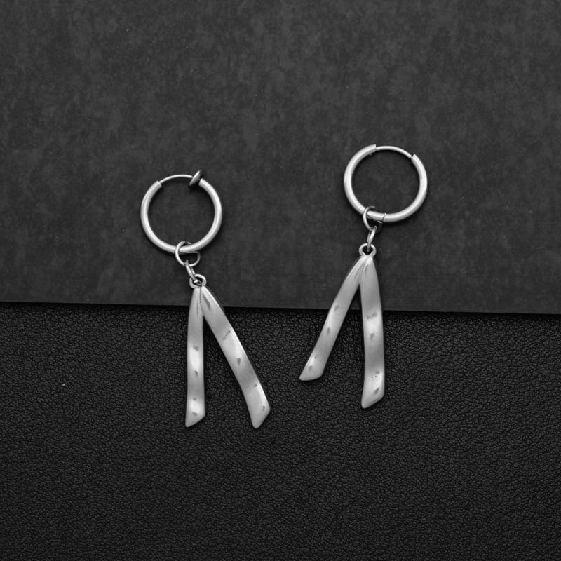 Silver Tone Hoop Drop Earring / Clip On Earring Product Image
