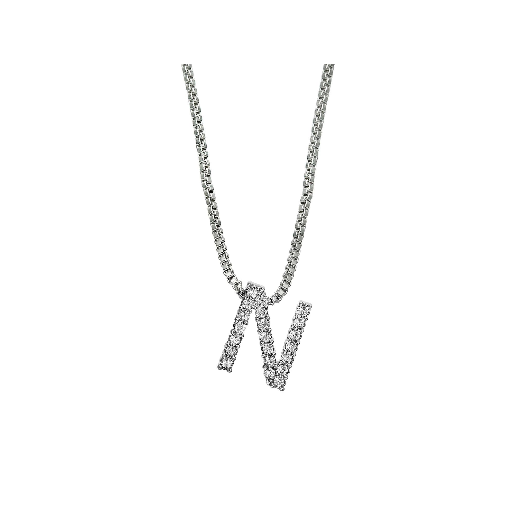 Brilliance Silver Plated Crystal Initial Pendant, Womens Silver Tone T Product Image