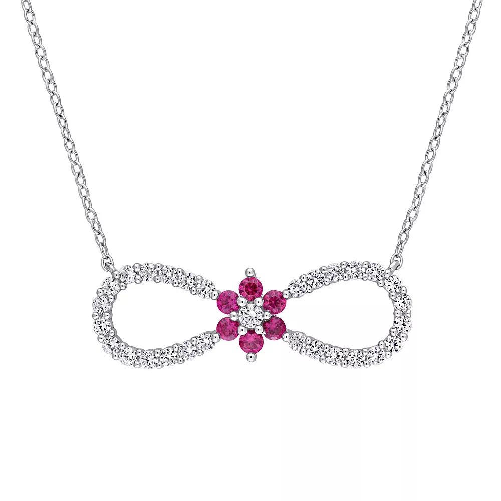 Stella Grace Sterling Silver Lab Created Ruby & Lab Created White Sapphire Infinity Pendant, Women's, Size: 17" Product Image