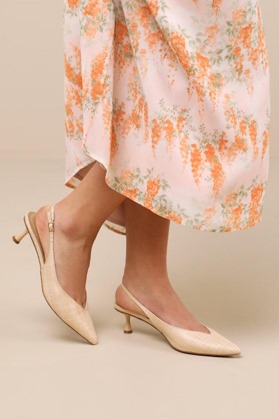 Sonny Natural Raffia Pointed-Toe Slingback Pumps Product Image