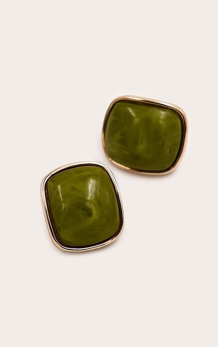 Jade Textured Resin Square Stud Earrings Product Image