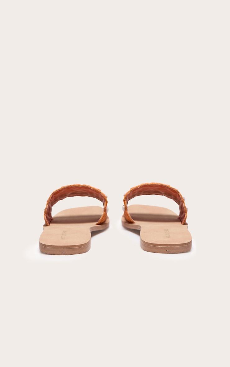Orange Round Toe Stitch Detail Shell Strap Mule Sandals Product Image