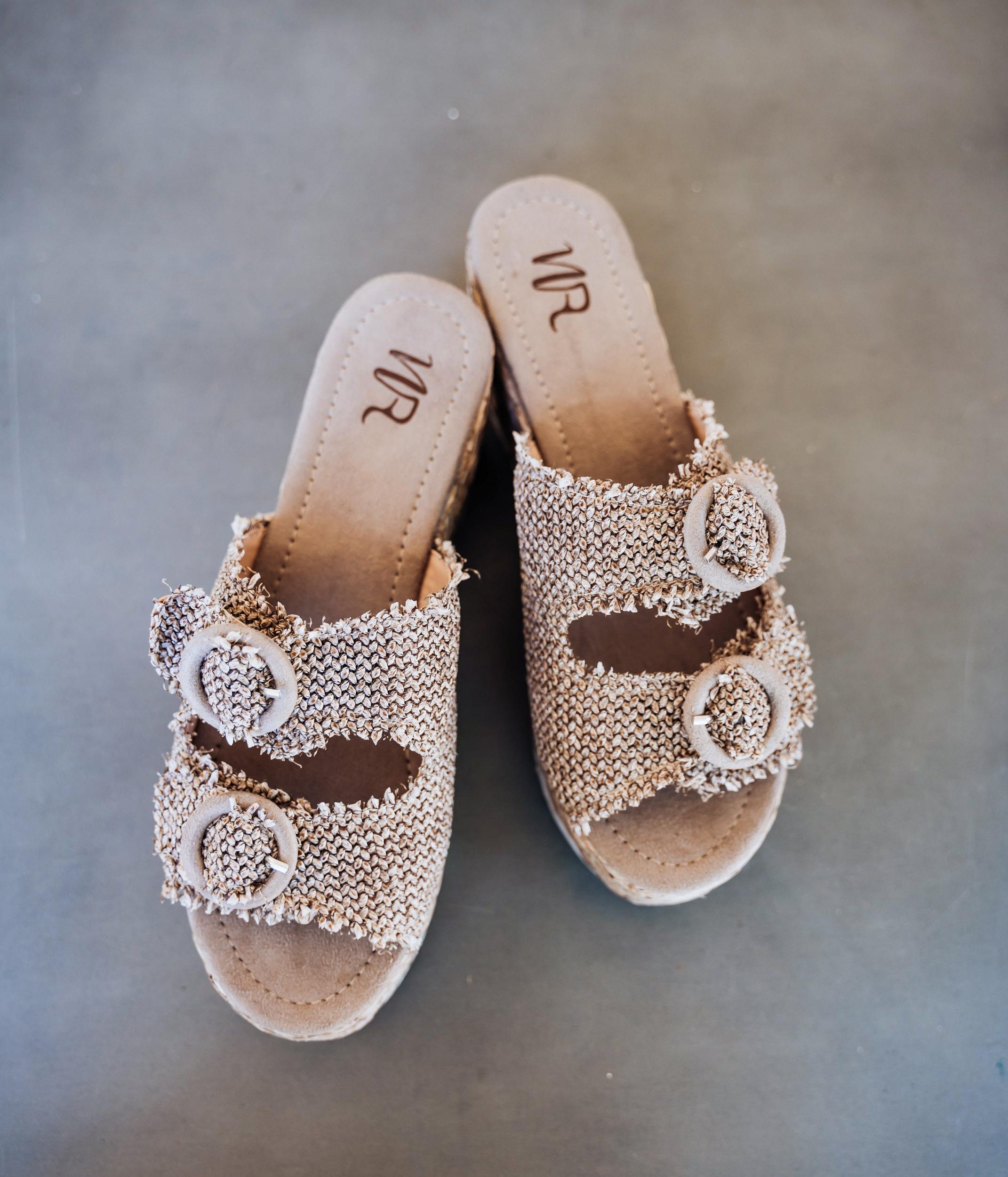 Eriwen Buckle Wedge in Taupe (Online Exclusive) Product Image