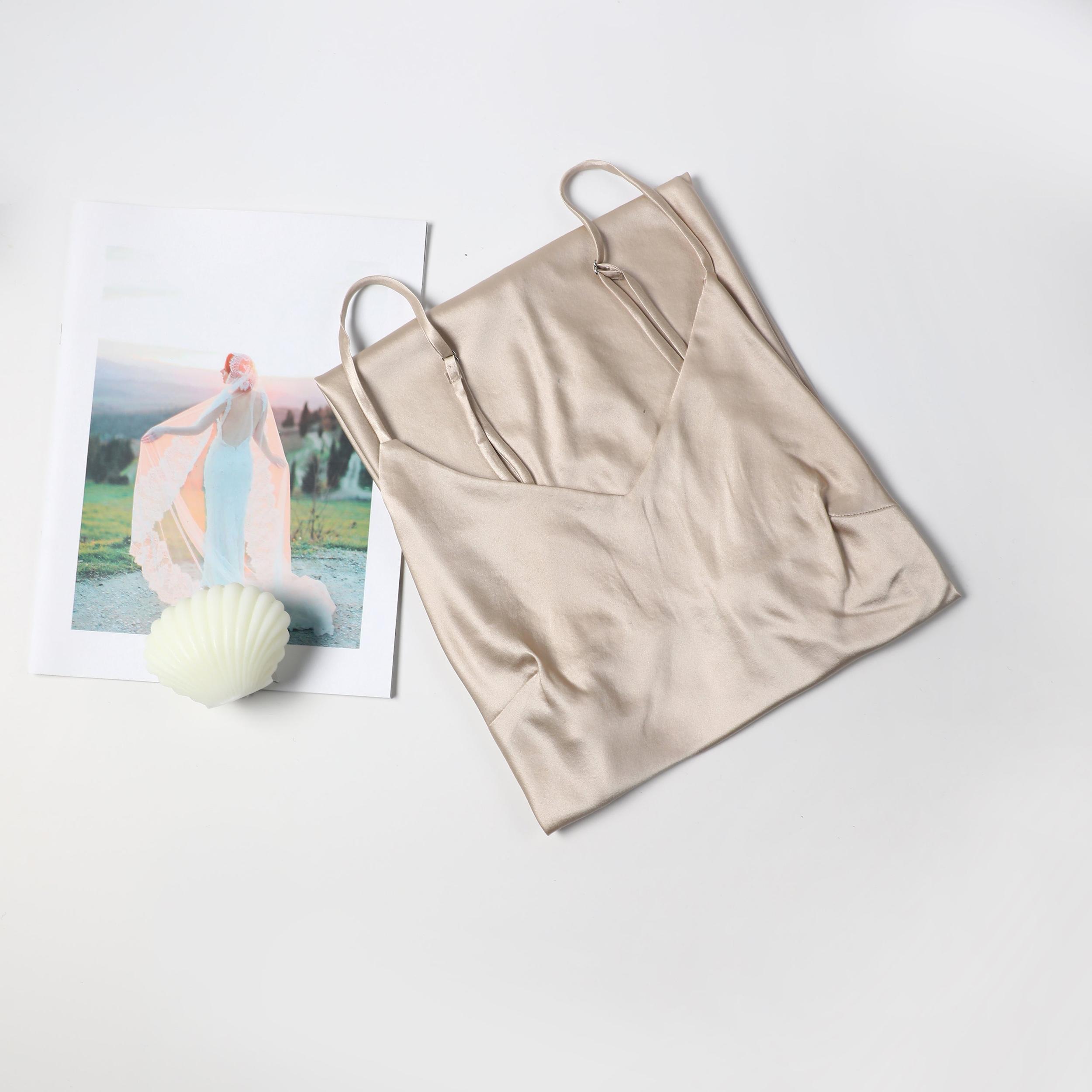 River Nymph | Beige Pure Silk Slip Dress | Knee Length with Adjustable Straps | 22 Momme | Float Collection Product Image