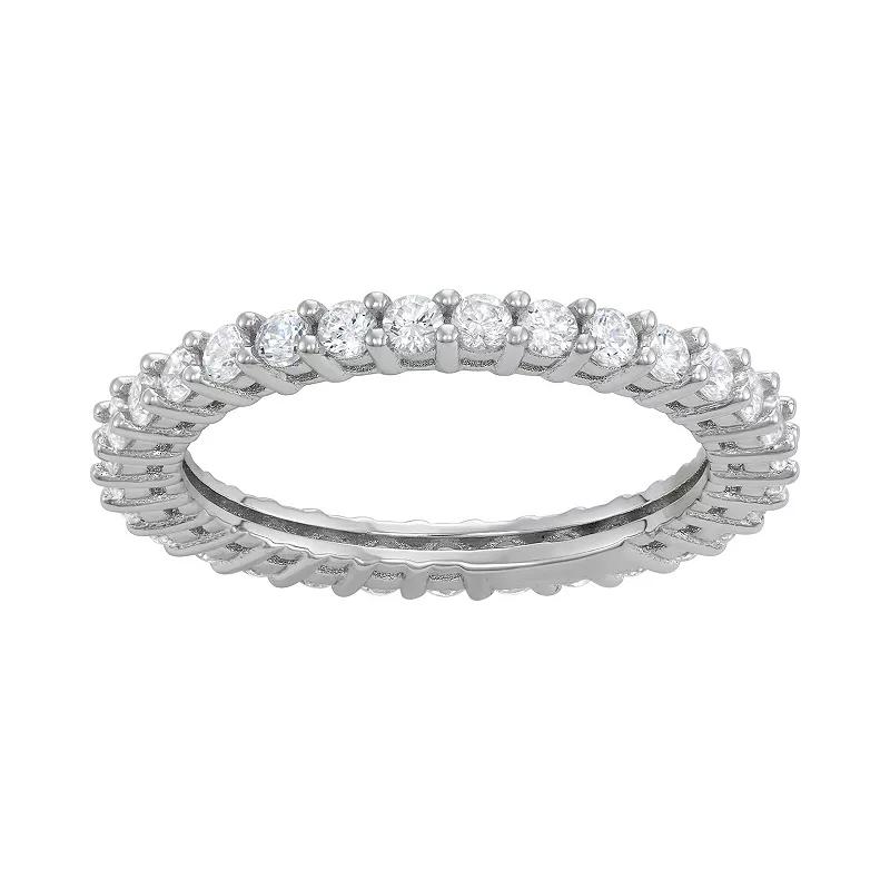 Contessa Di Capri Cubic Zirconia Round Cut Eternity Band Ring, Women's, Size: 8, Sterling Silver Product Image