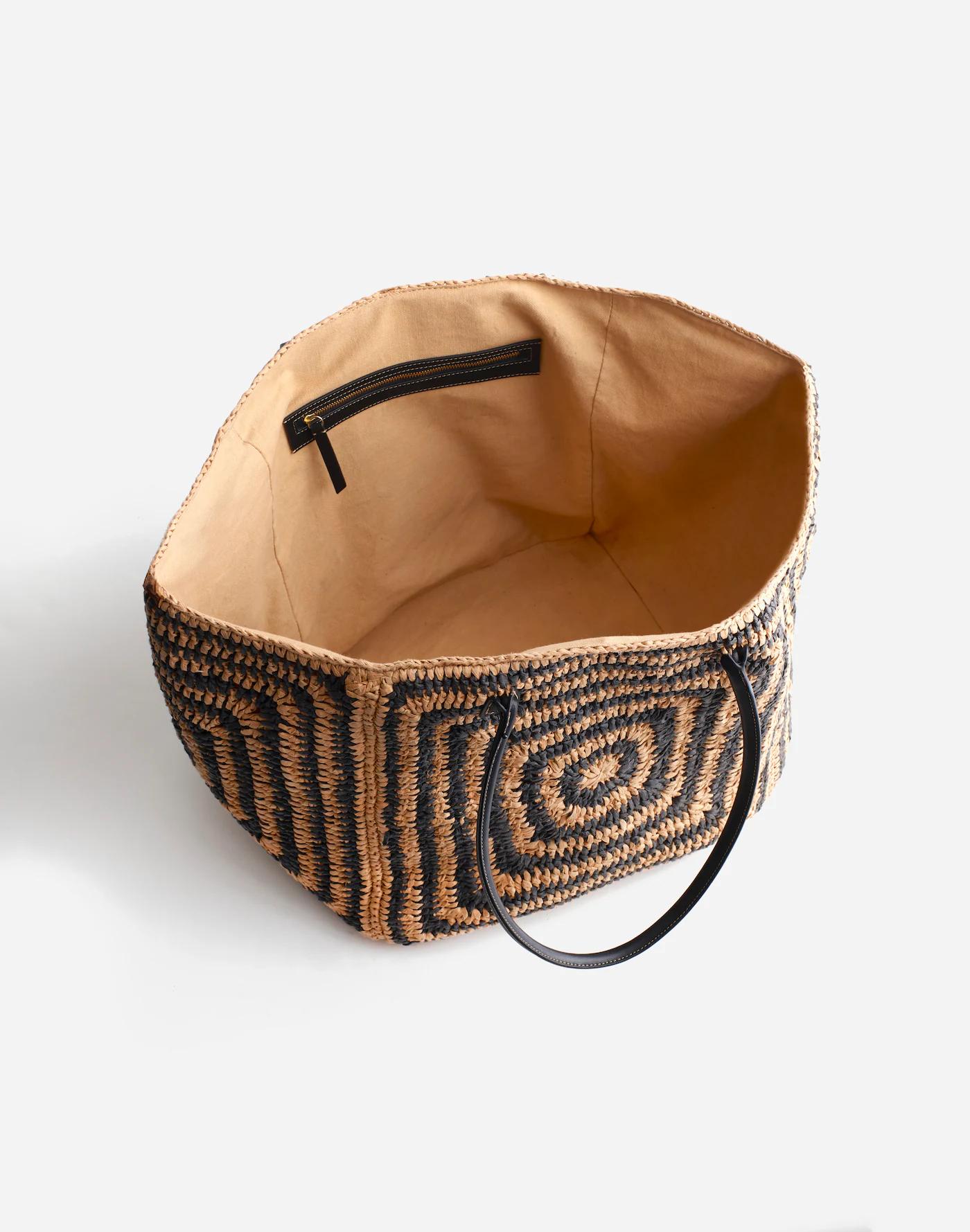 The Two-Toned Straw Tote Bag Product Image