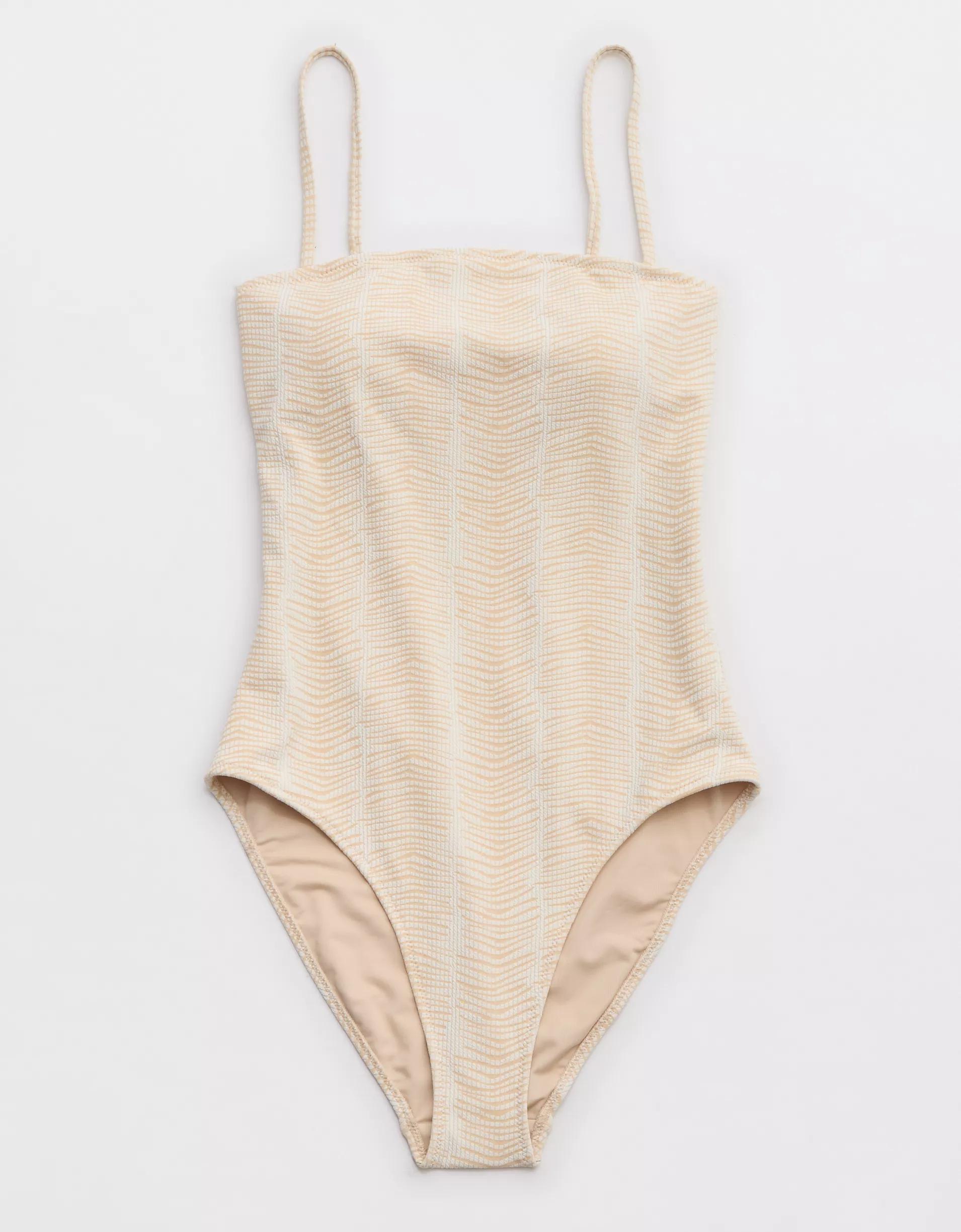 Aerie Jacquard Bandeau One Piece Swimsuit Product Image