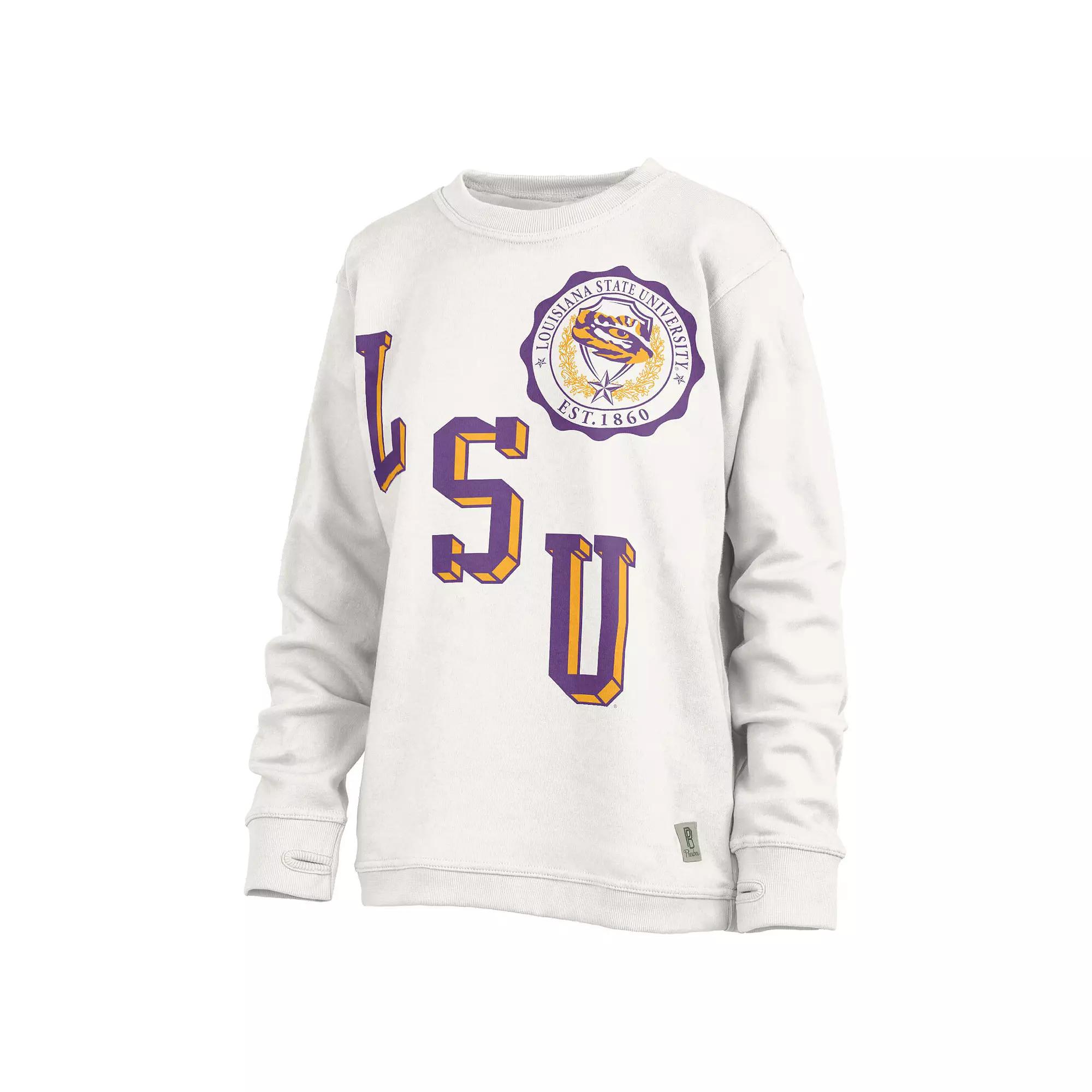 Women's Pressbox White LSU Tigers Shoreline Sundown Pullover Sweatshirt, Size: 2XL Product Image