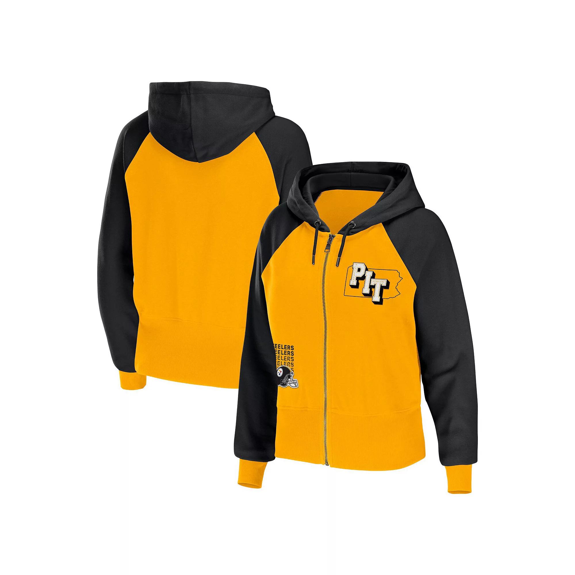 Women's WEAR by Erin Andrews Gold Pittsburgh Steelers Colorblock Full-Zip Hoodie,  Product Image