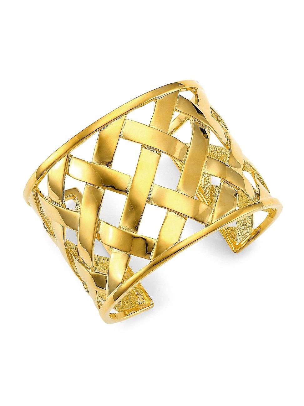 Womens 22K Polished Goldplated Basketweave Cuff Bracelet Product Image