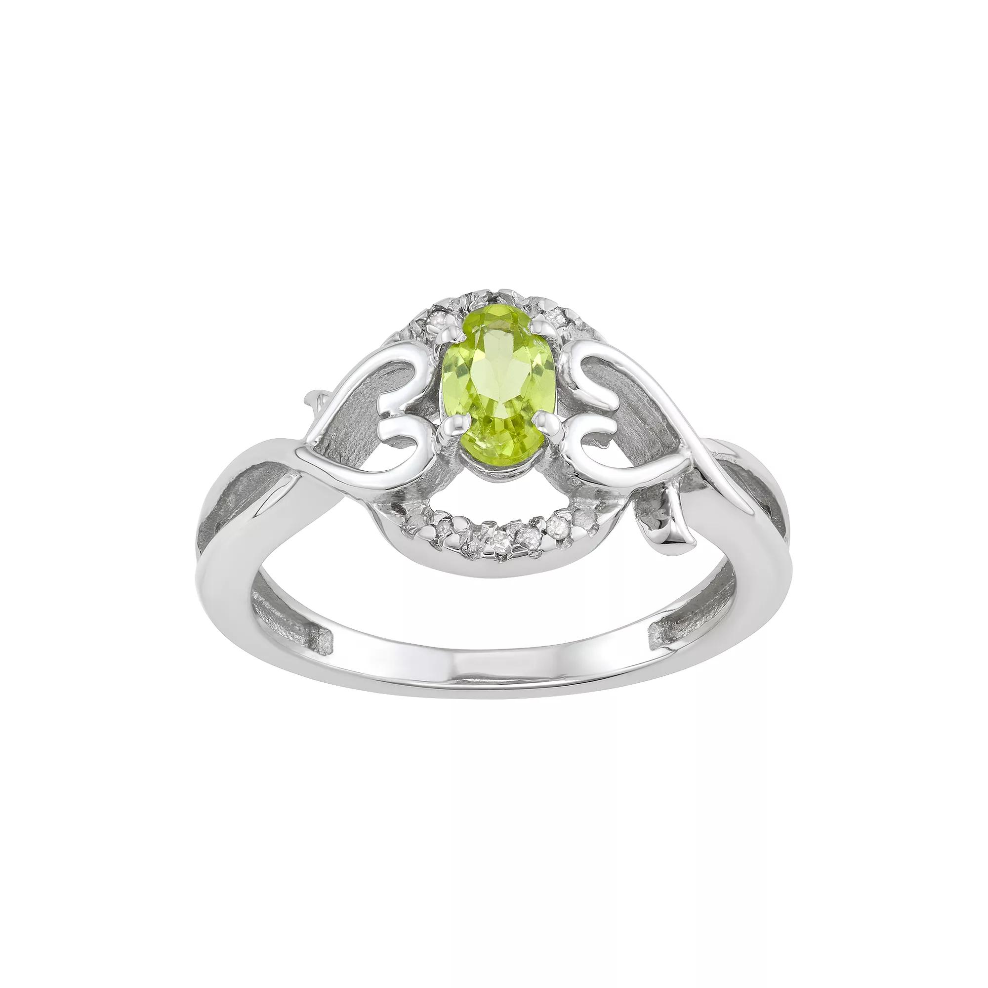 Jewelexcess Sterling Silver 0.45 T.W. Gemstone & White Diamond Accent Sterling Silver Ring, Women's, Size: 9, Peridot Product Image