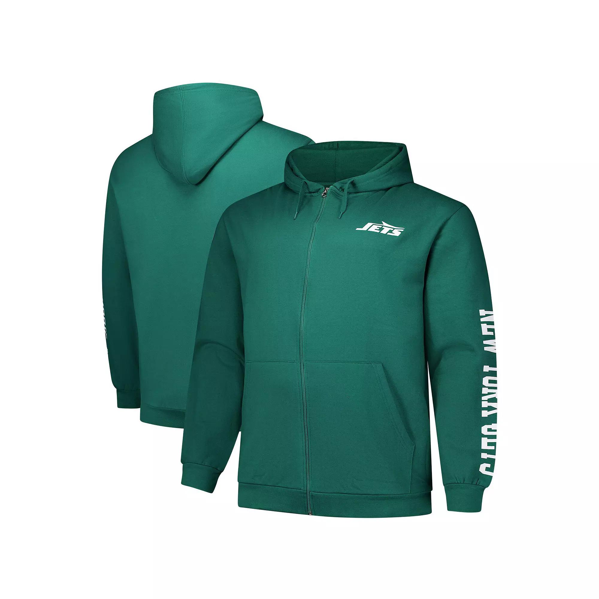 Men's Fanatics  Green New York Jets Big & Tall Sleeve Hit Full-Zip Hoodie, Size: 4XB Product Image
