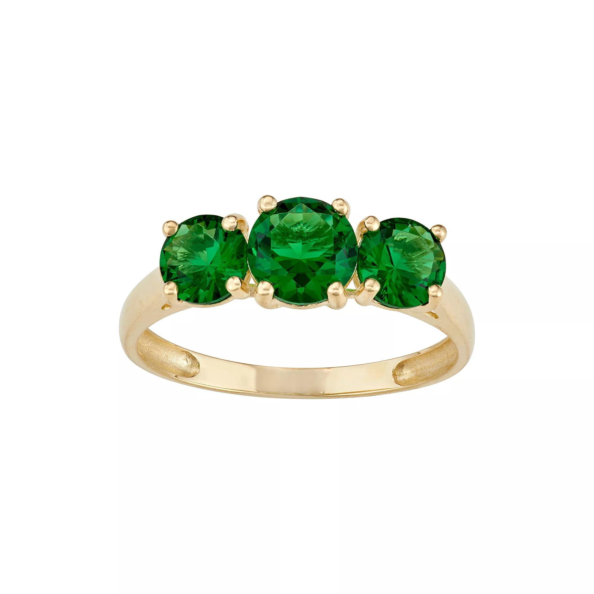 Designs by Gioelli 10k Gold 3-Stone Ring, Womens Peridot Product Image