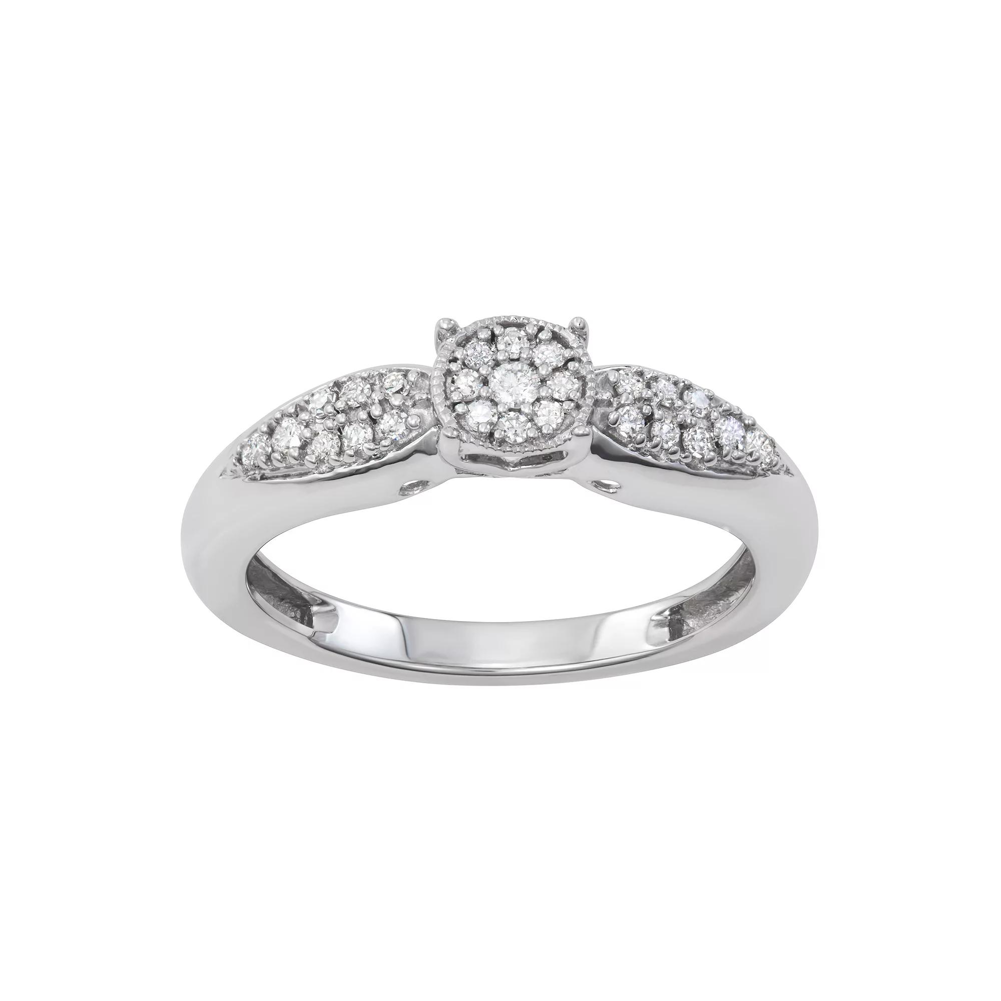 Sterling Silver 1/5 Carat T.W. Diamond Cluster Ring, Women's Product Image