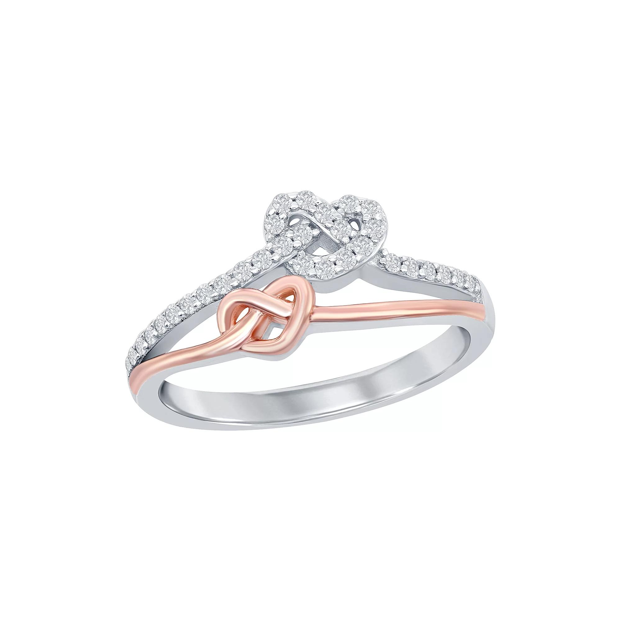 Sterling Silver Two-Tone Love Knot Heart Ring, Women's, Size: 6, Two Tone Product Image