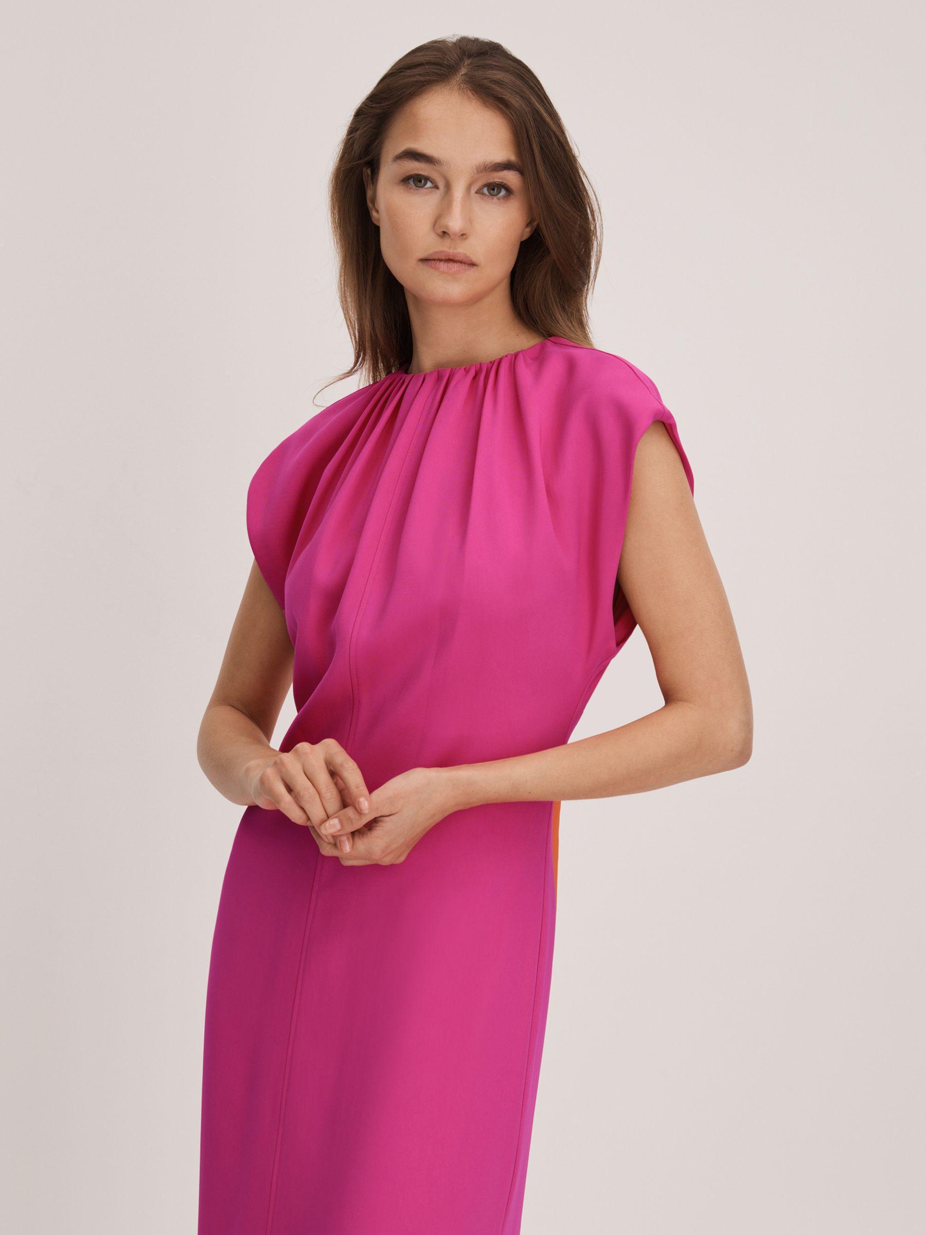 Florere Tie Back Midi Dress in Deep Pink Product Image