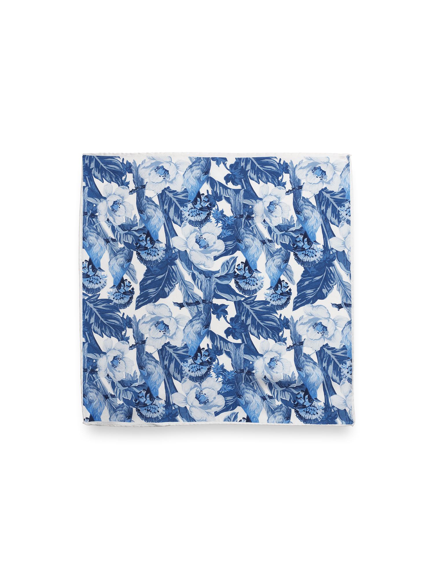 Floral Silk Pocket Square - Blue/white Product Image