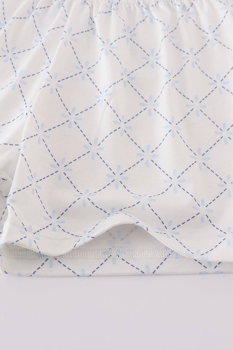 Blue classic lattice charm shorts set Product Image