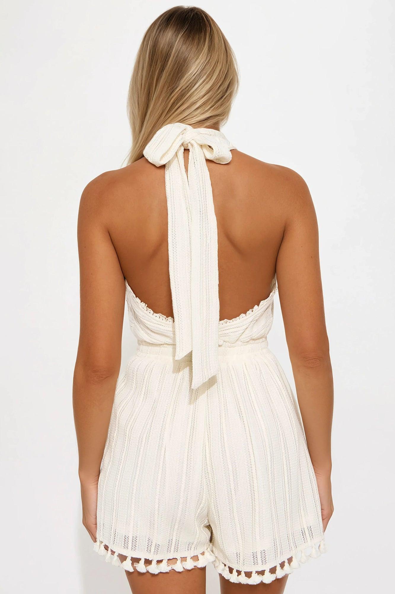 Lost In A Dream Crochet Romper - Natural Product Image