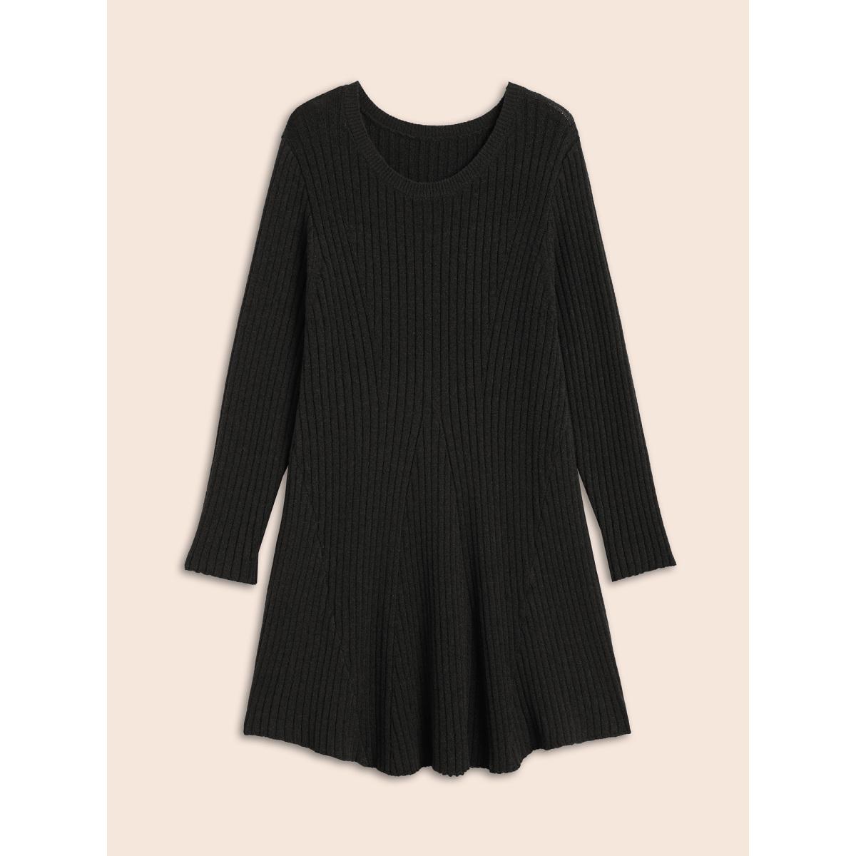 Plus Size Supersoft Essentials Pit Strip Wool Sweater Dress Black Women Casual Long Sleeve Everyday Sweater Dresses BloomChic 30/6X Product Image
