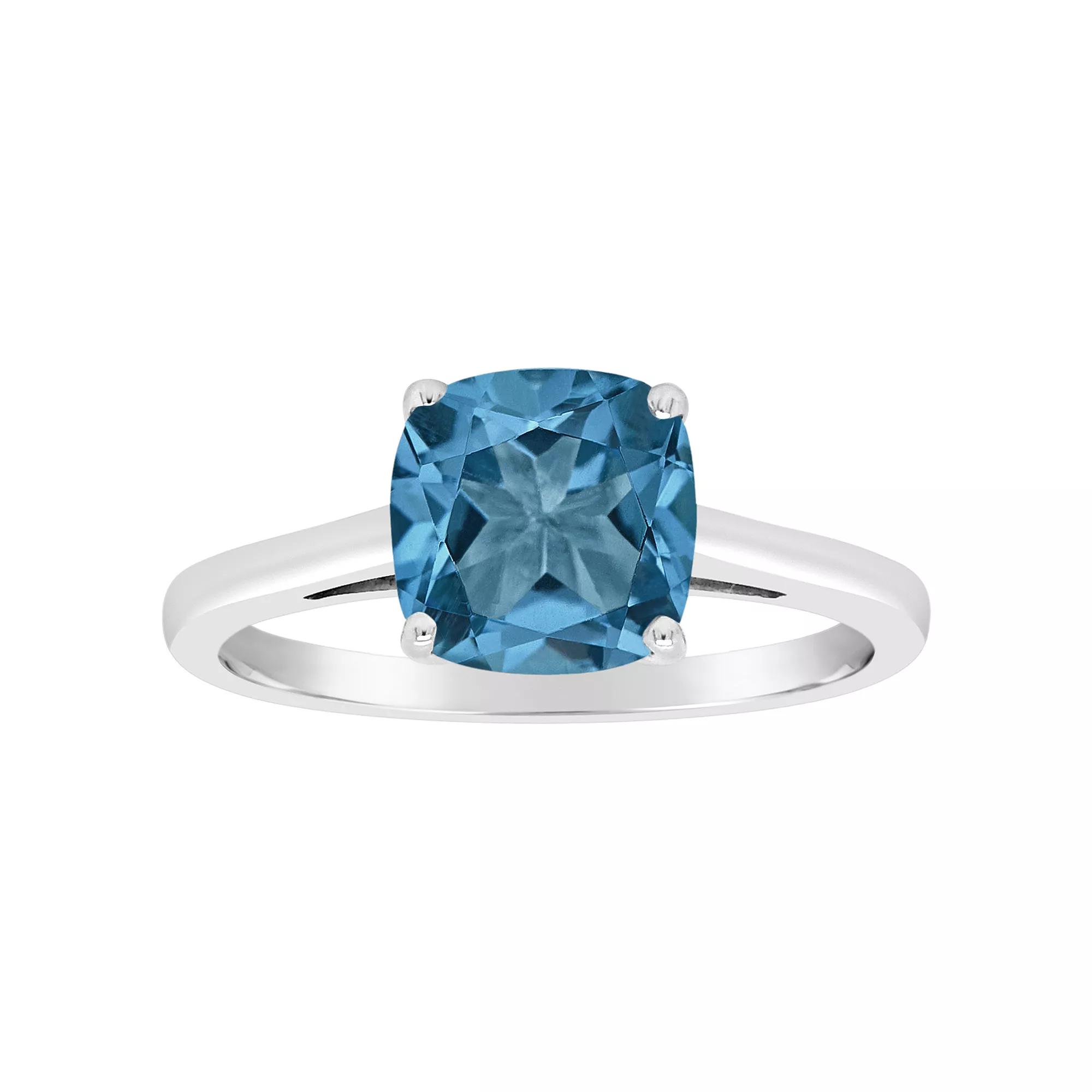 Alyson Layne 14k Gold Cushion London Blue Topaz Solitaire Ring, Women's, Size: 5 Product Image
