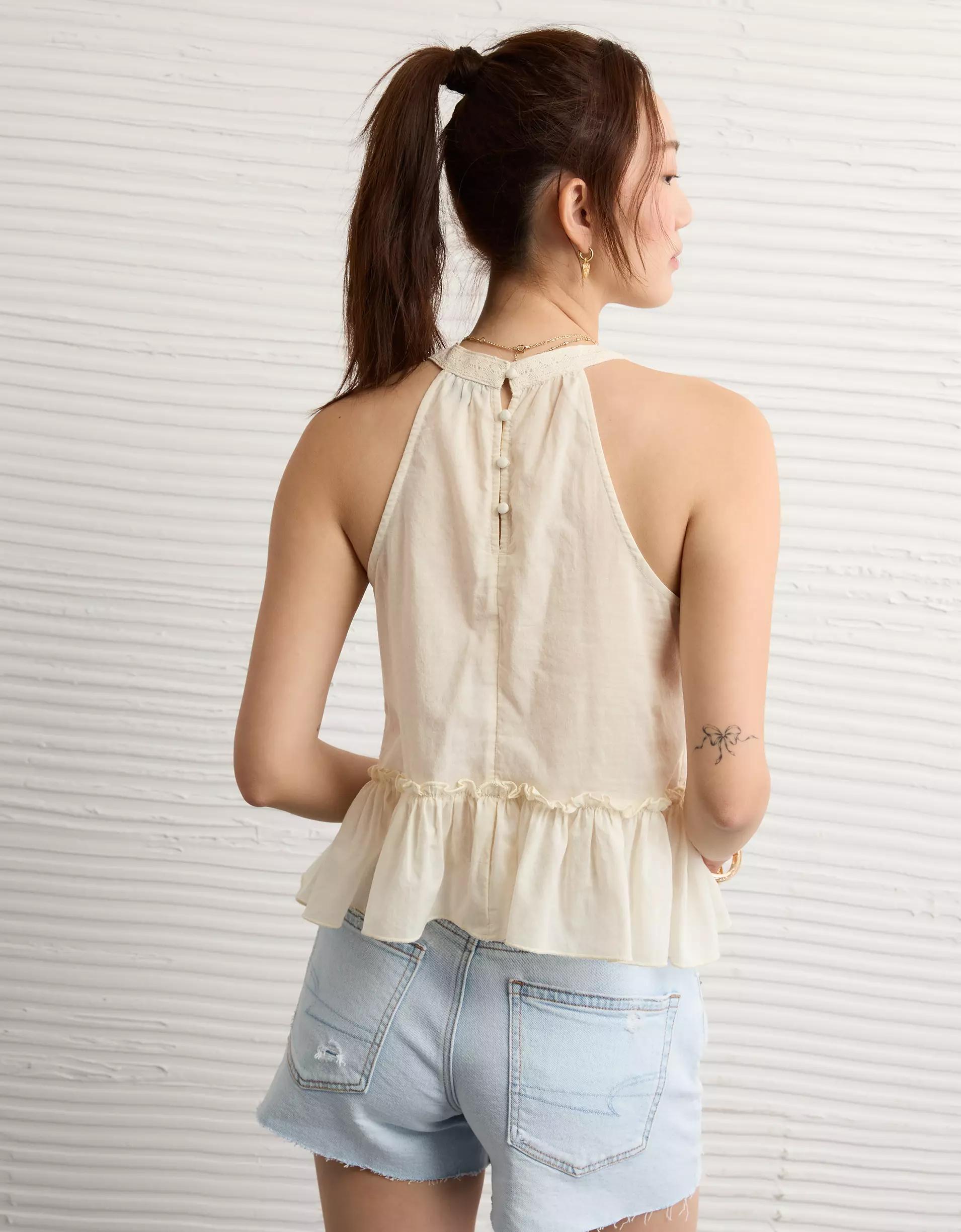 AE Embroidered Halter Tank Top Product Image