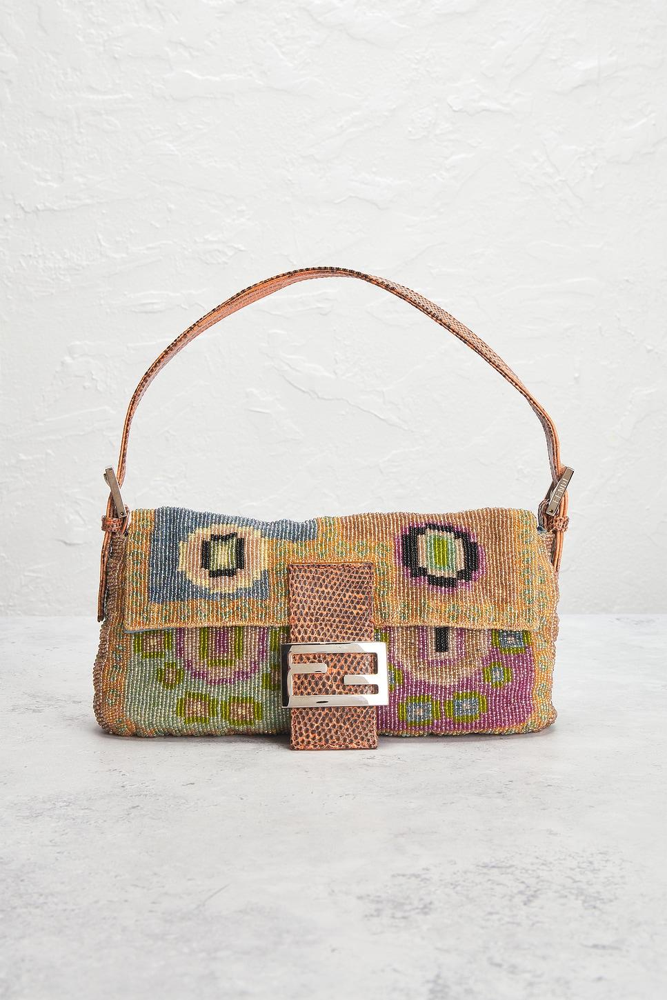 Fendi Vintage Embroidery Beaded Baguette Shoulder Bag FWRD Renew Product Image