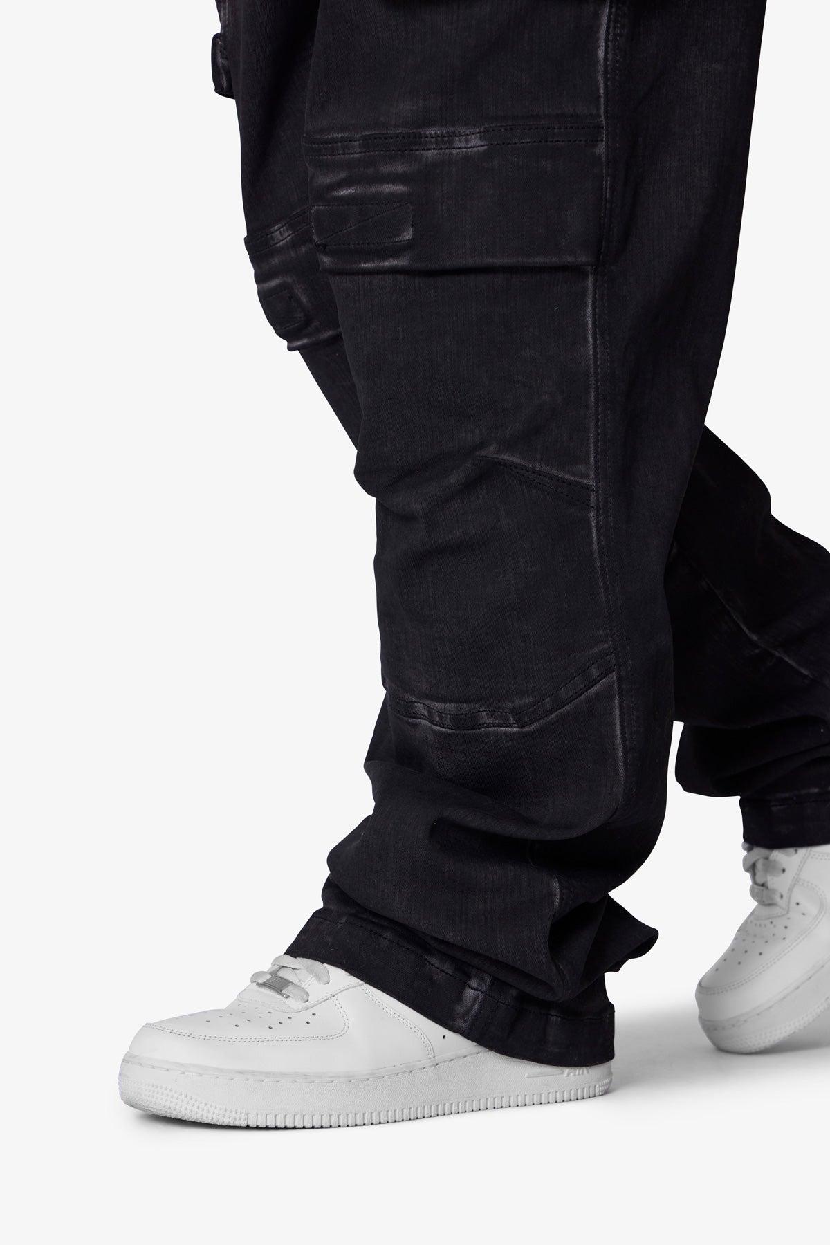 Oil Stretch Cargo Pants - Brown Product Image