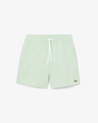 Mid Length Striped Textured Swim Trunks Product Image