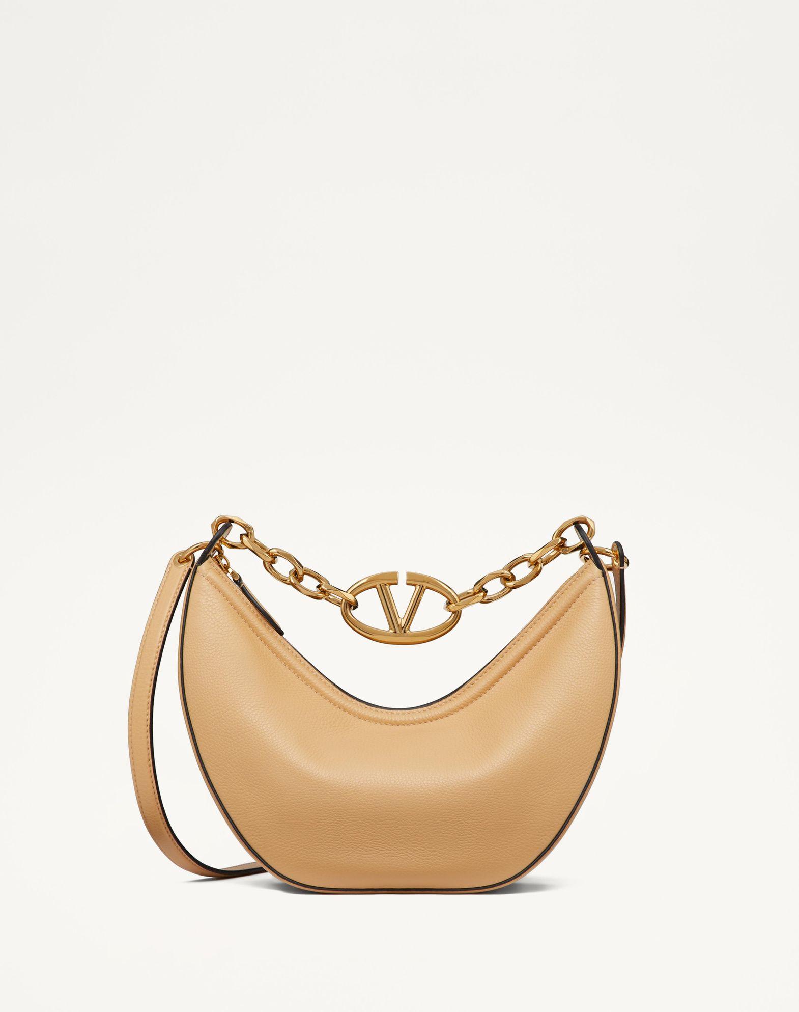 Small Vlogo Moon Hobo Bag In Grainy Calfskin With Chain Product Image
