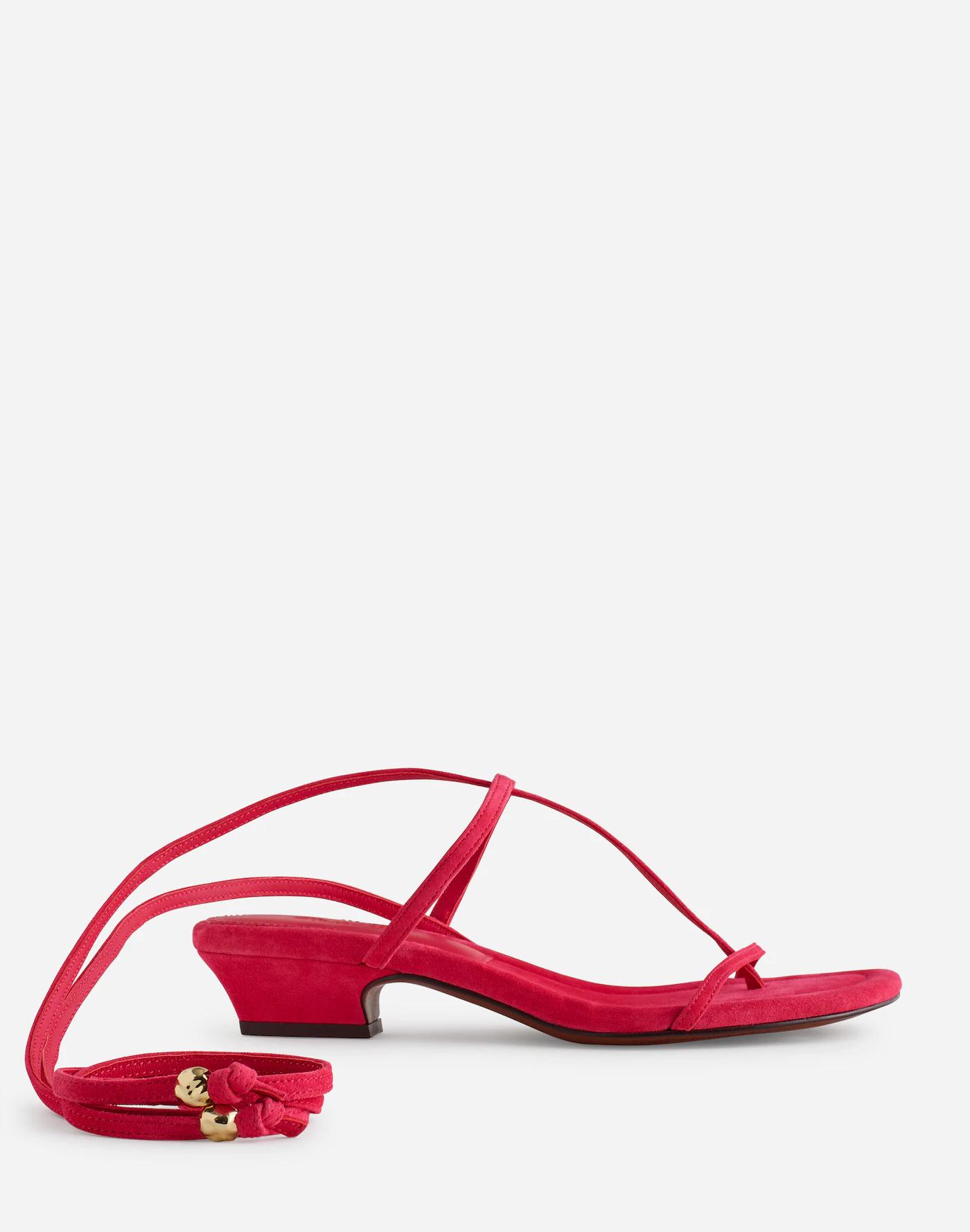 The Maycie Lace-Up T-Strap Sandal in Suede Product Image