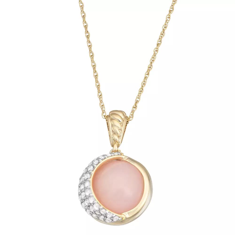 Jewelexcess Pink Opal & White Topaz 14k Gold Over Silver Pendant Necklace, Women's, Size: 18", 14k Gold Plated Product Image