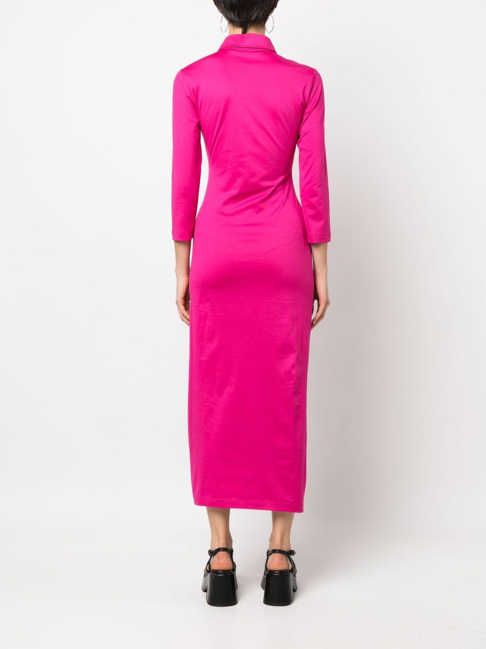 long-sleeve ruched cotton dress Product Image