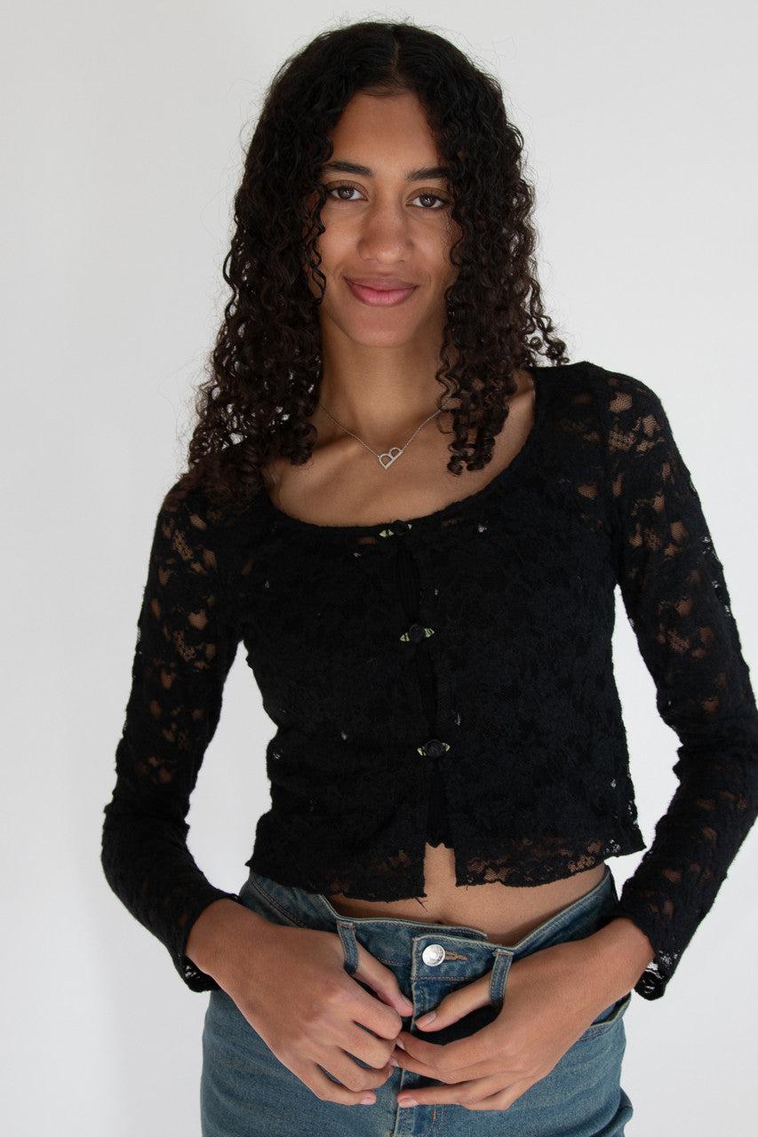 Rose Bud Lace Long Sleeve Top Product Image