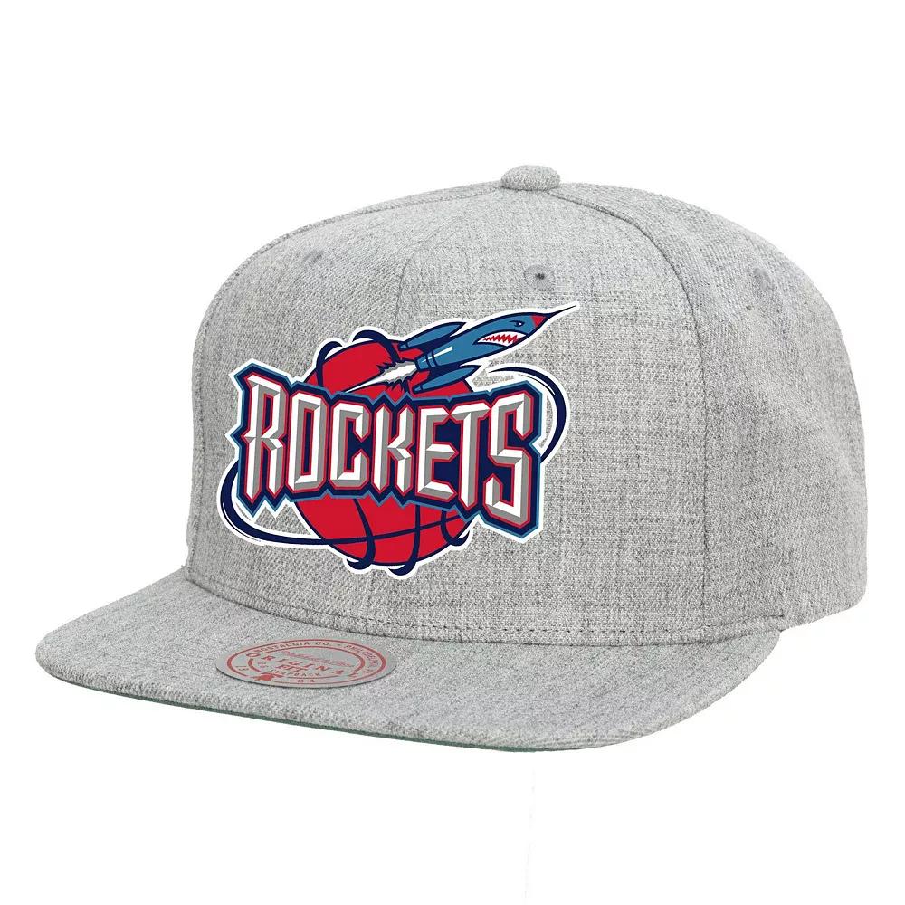 Men's Mitchell & Ness Heather Gray Houston Rockets Hardwood Classics 2.0 Snapback Hat, Grey Product Image