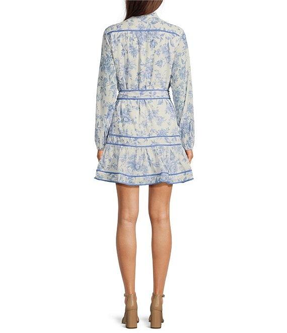 J.Marie Chloe Mock Neck Long Sleeve Tie Ruffle A-Line Dress Product Image