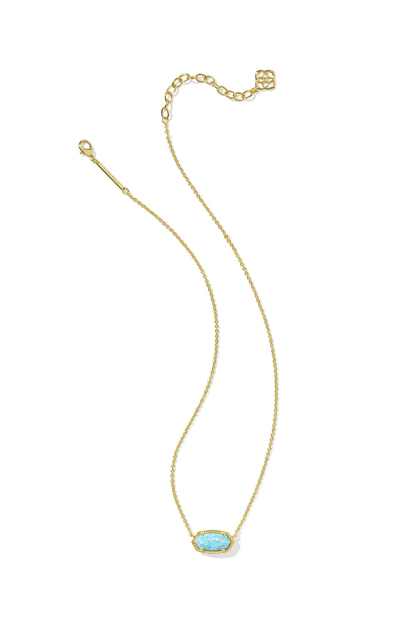 Elisa Gold Pendant Necklace Light Teal Kyocera Opal Product Image